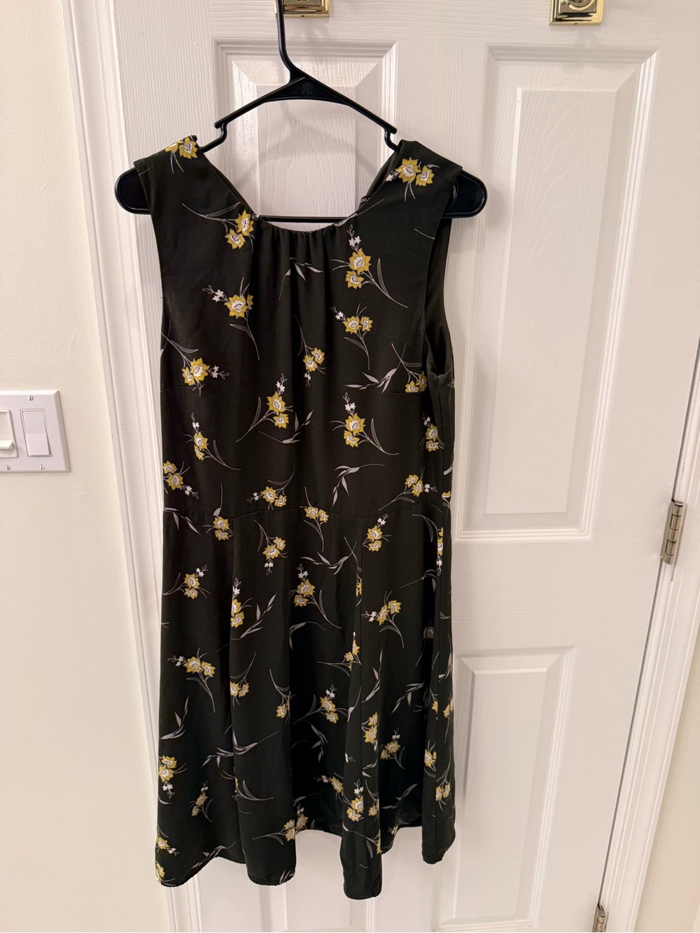 Banana Republic dark green Midi Dress with Yellow Floral Print